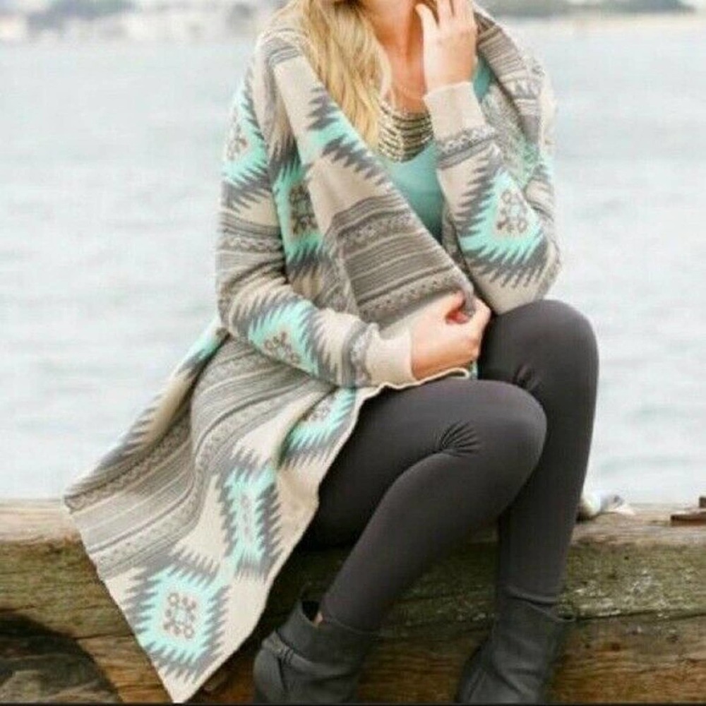Dreamers Aztec Print Cardigan Sweater